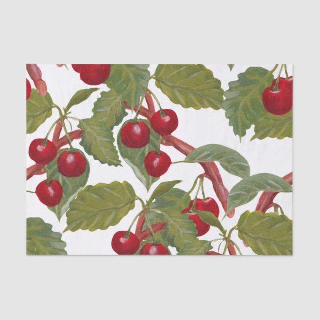Vintages Rotes Kirschen Seidenpapier (Vorderseite)