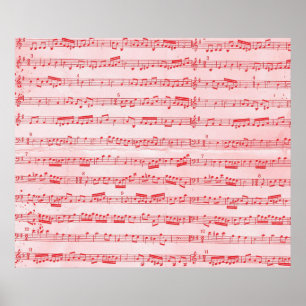 Vintages rotes musikalisches Blatt Poster
