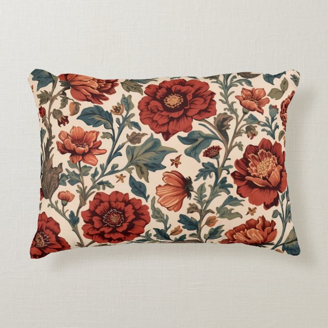 Vintages rotes Muster Dekokissen (Vorderseite)