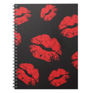 Vintages rotes nahtloses Muster auf schwarzem Hint Notizblock