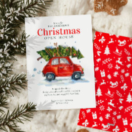 Vintages Rotes Party Treppe Wasserfarbe Weihnachte Feiertagskarte