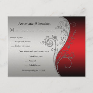 Vintages Rotes Schwarz und Silver Floral UAWG RSVP Karte