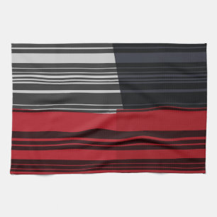 Vintages rotes schwarzes Grau Stripes Kunst-Muster Handtuch