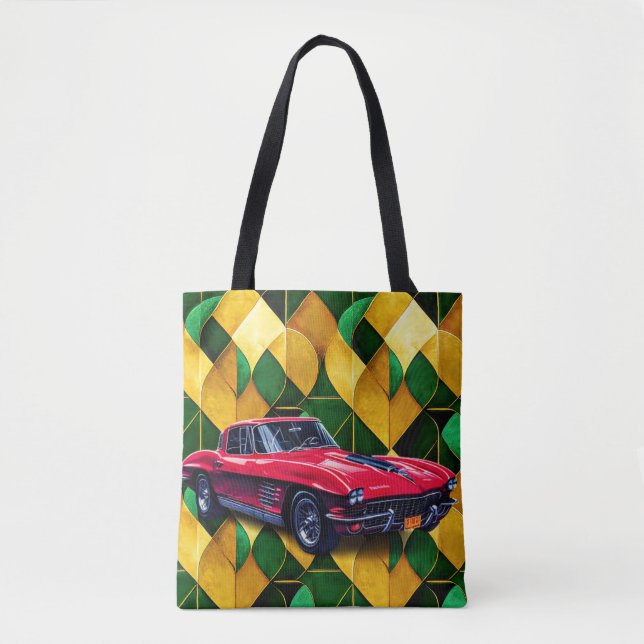 Vintages rotes Sportauto im Hintergrund (Vorderseite)