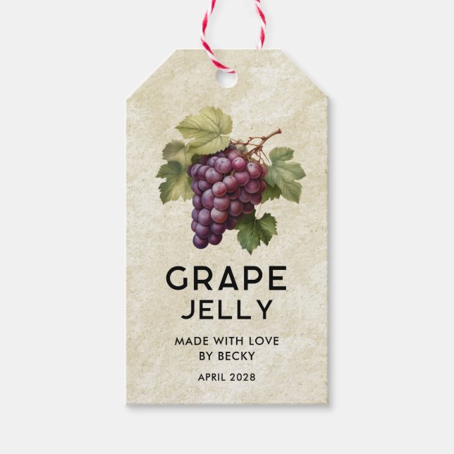 Vintages rotes Traubengeletikett Geschenkanhänger (Vorderseite)