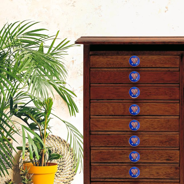 Vintages Rotes und Silberes Milagroherz mit Schmet Keramikknauf (Von Creator hochgeladen)