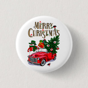 Vintages Rotes Weihnachtsfest Button