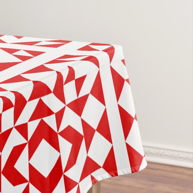 Vintages rotes Weihnachtsgeometrisches Quiltmuster Tischdecke (Beispiel)