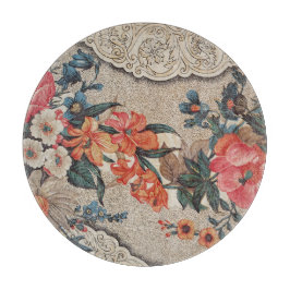 Vintages, rotes, weißes Blume Schneidebrett