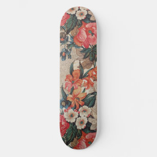 Vintages, rotes, weißes Blume Skateboard