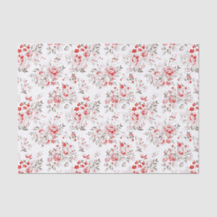 Vintages rotes Winter-Rosen-mit Blumenmuster Seidenpapier