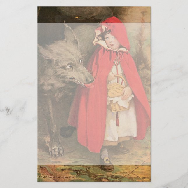 Vintages Rotkäppchen und großer schlechter Wolf Briefpapier (Vorderseite)
