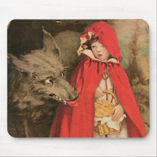 Vintages Rotkäppchen und großer schlechter Wolf Mousepad