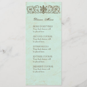 Vintages Rotkehlchen-Ei-blühen blauer Menükarte