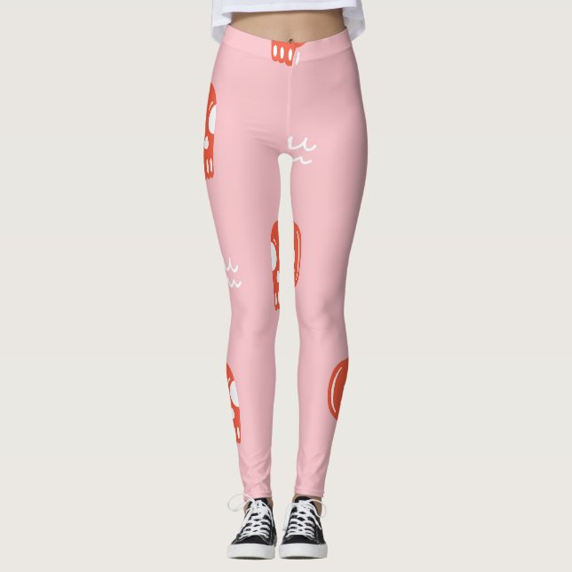 Vintages Rotschädelkopfmuster Leggings (Vorderseite)