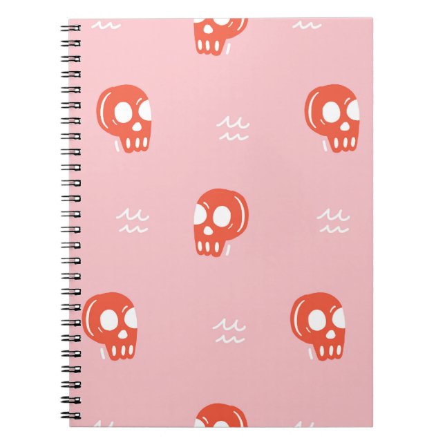 Vintages Rotschädelkopfmuster Notizblock (Vorderseite)