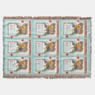 Vintages Rotwinkelherz & -gewebes Valentinpost Decke