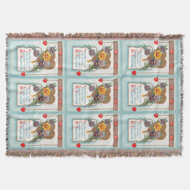 Vintages Rotwinkelherz & -gewebes Valentinpost Decke (Vorderseite)