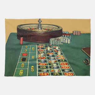Vintages Roulette Table Casino Game, Gambling Chip Geschirrtuch