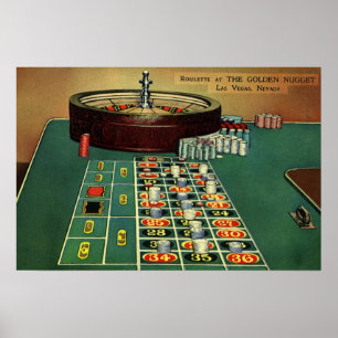 Vintages Roulette Table Casino Game, Gambling Chip Poster