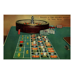 Vintages Roulette Table Casino Game, Gambling Chip Poster