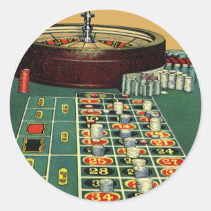 Vintages Roulette Table Casino Game, Gambling Chip Runder Aufkleber