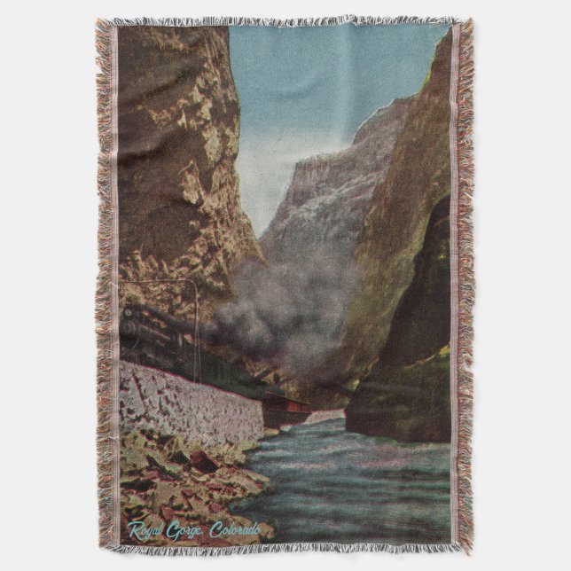 Vintages Royal Gorge Locomotive Throw Blanket Decke (Vorderseite Vertikal)