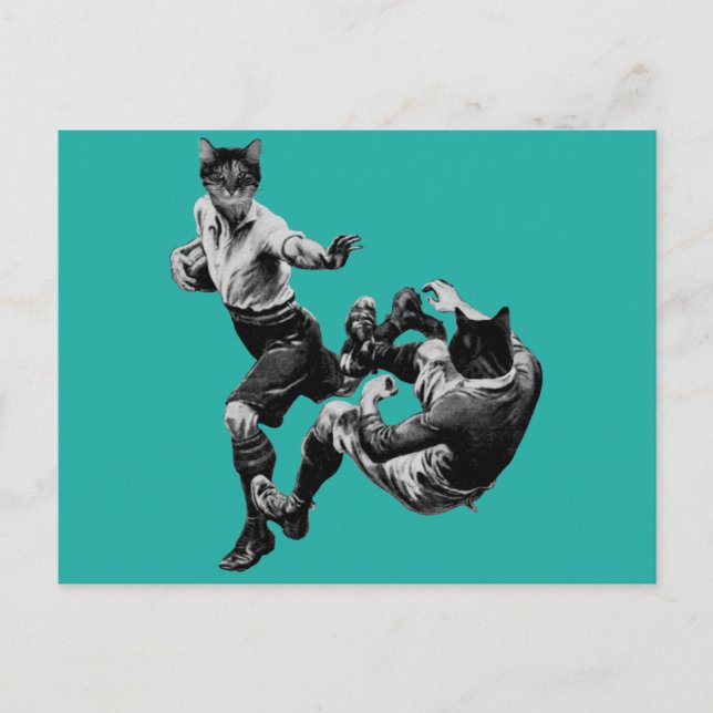 Vintages Rugby-Spiel Postkarte (Vorderseite)