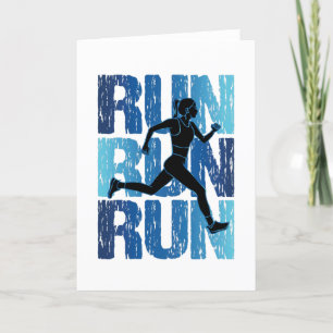 Vintages Runner Girl - Run Run Feiertagskarte