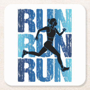 Vintages Runner Girl - Run Run Rechteckiger Pappuntersetzer