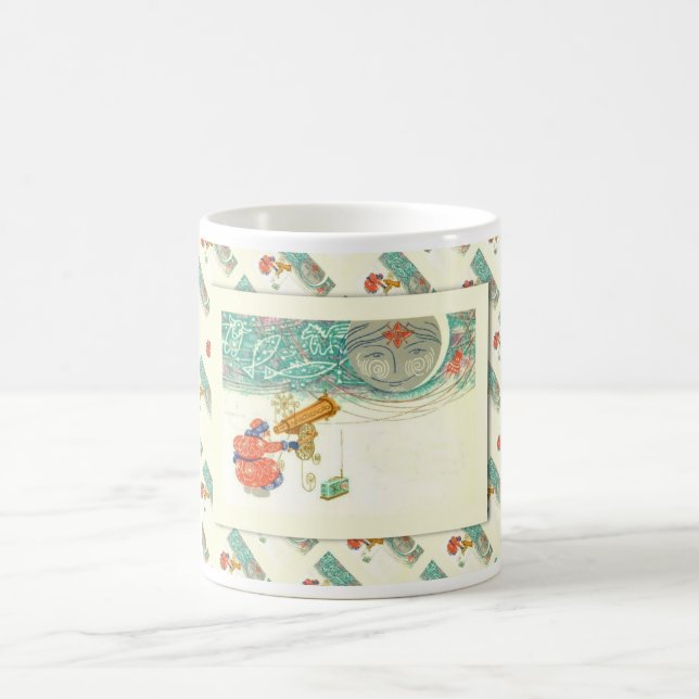 Vintages russisches Weihnachten, Sankt mit einem Kaffeetasse (Mittel)