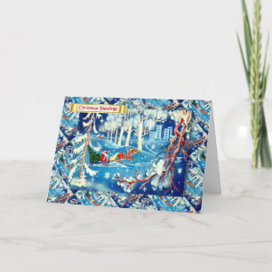 Vintages russisches Weihnachten, Sankt Reise Feiertagskarte