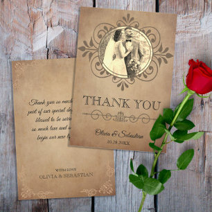 Vintages rustikales Altbau Viktorianische Hochzeit Dankeskarte