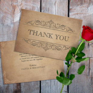 Vintages rustikales Altbau Viktorianische Hochzeit Dankeskarte