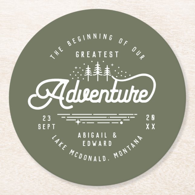 Vintages rustikales Ankündigung Datum freihalten Runder Pappuntersetzer (Vorderseite)