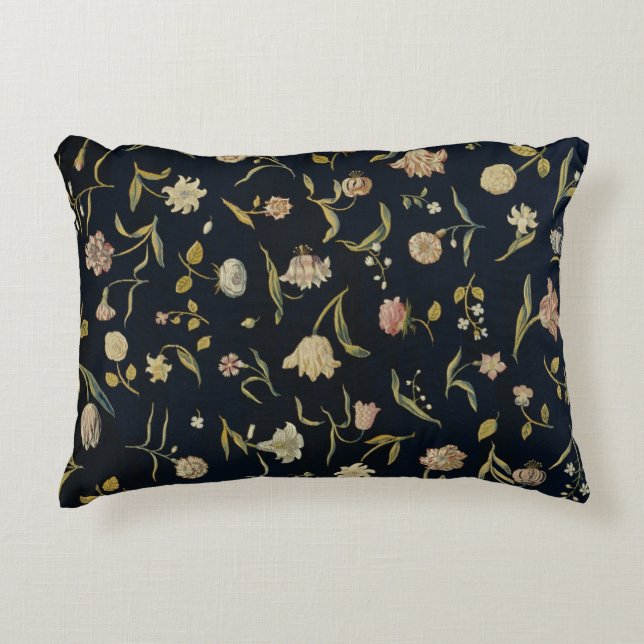 Vintages rustikales Botanisches Muster Dekokissen (Vorderseite)