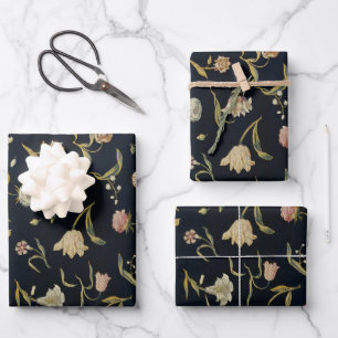 Vintages rustikales Botanisches Muster Geschenkpapier Set