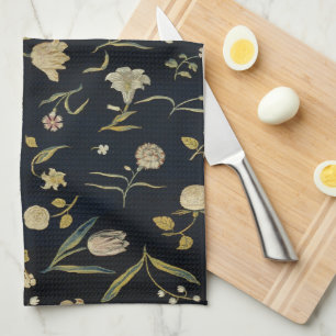 Vintages rustikales Botanisches Muster Geschirrtuch