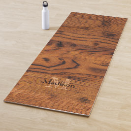 Vintages rustikales Braunholz Monogram Yoga Mat Yogamatte