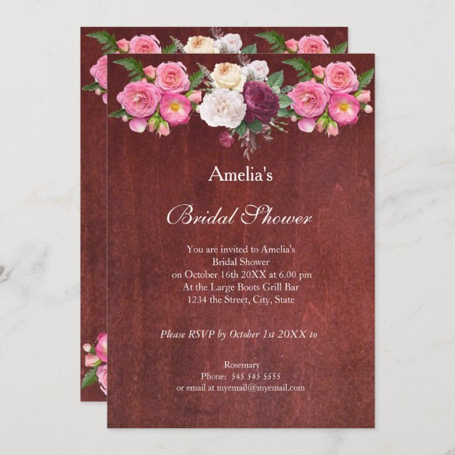 Vintages rustikales Brautparty Einladung (Vorne/Hinten)