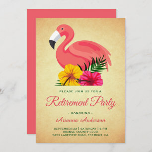 Vintages Rustikales Flamingo Retirement Party Einladung