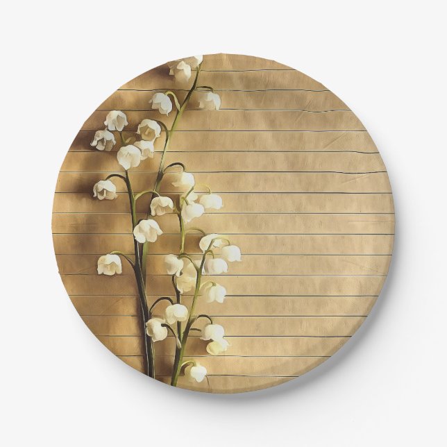 Vintages rustikales Gold und weiße Lilie mit Pappteller (Vorderseite)