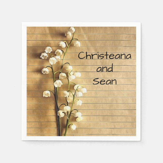 Vintages rustikales Gold und Weiße Lilie Serviette (Vorderseite)