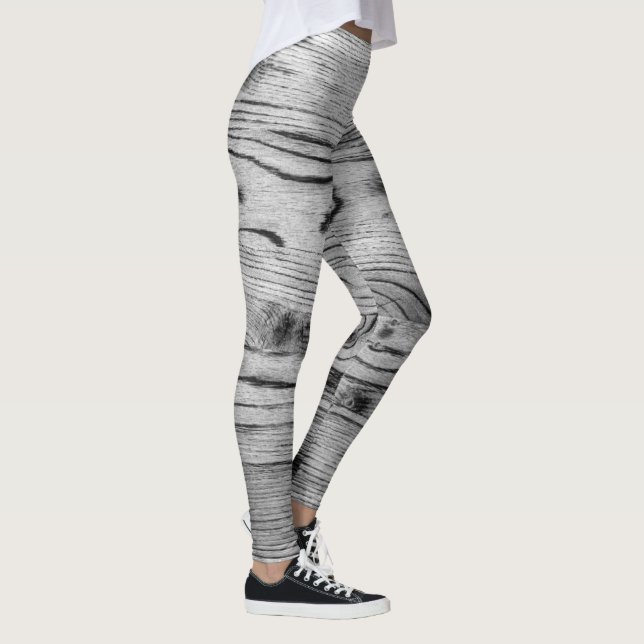 Vintages rustikales graues, schwarzes Brennholz Leggings (Rechts)