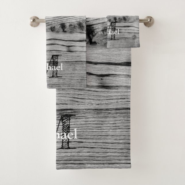 Vintages rustikales, graues, schwarzes Brennholz M Badhandtuch Set (Insitu)