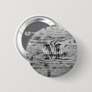 Vintages rustikales, graues, schwarzes Brennholz M Button