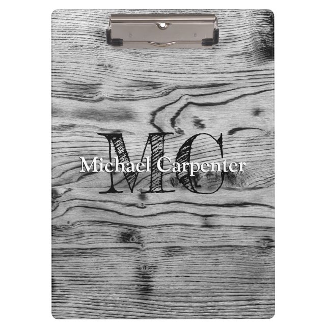 Vintages rustikales, graues, schwarzes Brennholz M Klemmbrett (Vorderseite)