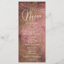 Vintages Rustikales Hochzeitsmenü mit Rosa/Burlap 