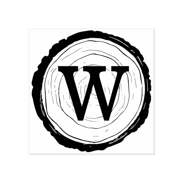 Vintages Rustikales Holzbaum-Slice Monogramm Gummistempel (Prägung)