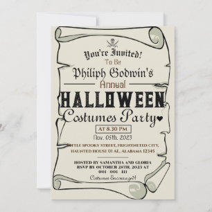 Vintages rustikales Pirates Halloween Kostüm Party Einladung